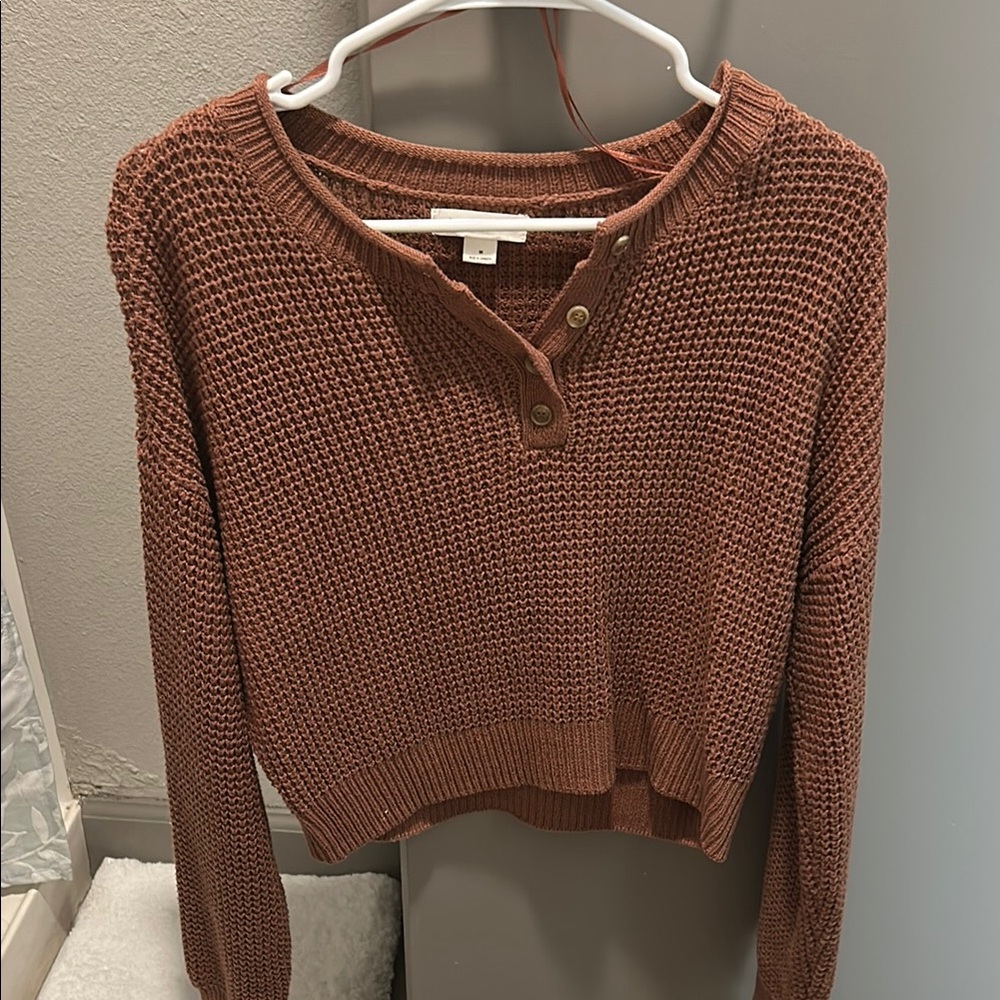 Aeropostale Brown Crew Neck Sweater Chunky Knit